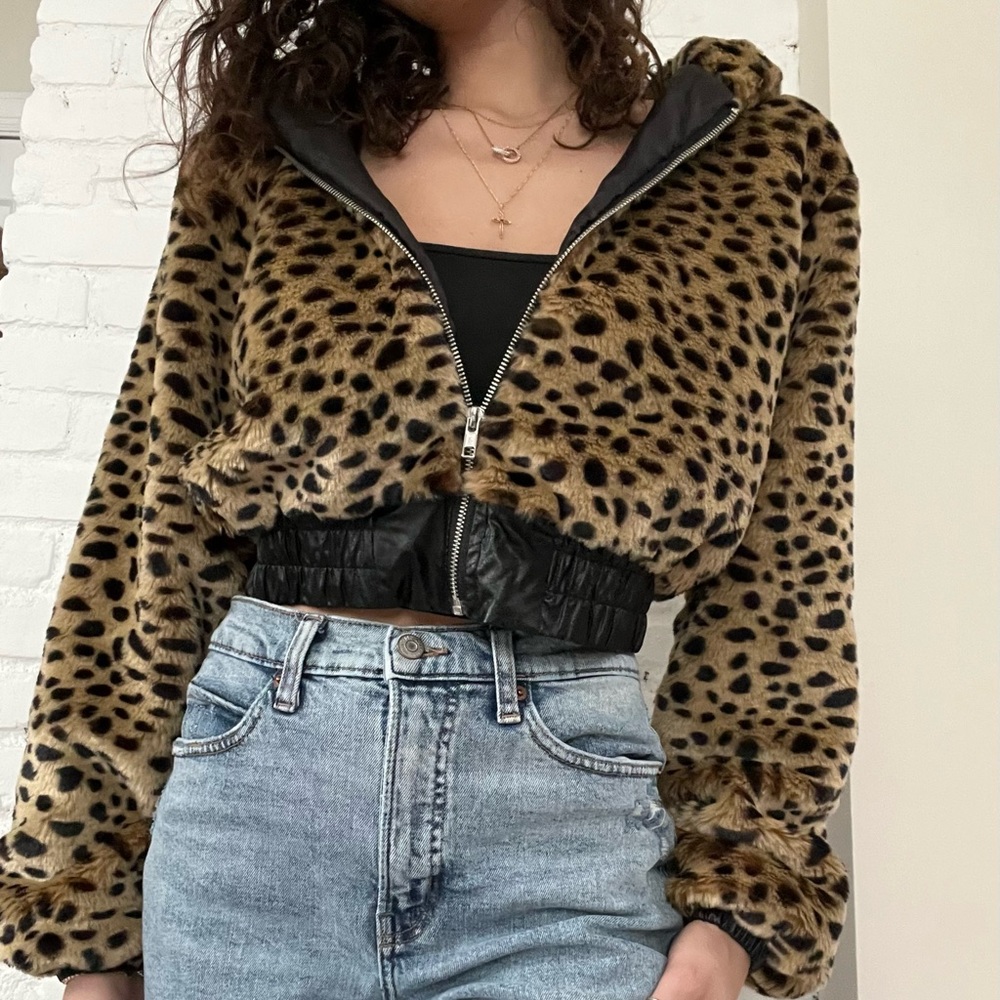 Adika Cheetah Print Faux Fur Jacket